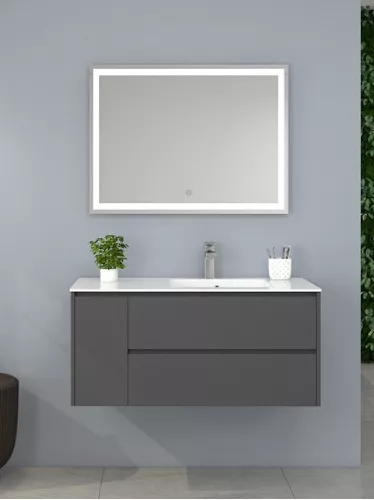 Aquareforma, Mueble de Baño con Tapa y Espejo Sin Lavabo, Mueble Baño  Modelo Brisol 2 Cajones Suspendido, Muebles de Baño