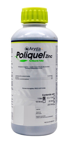 Poliquel Zinc Foliar Deficiencias De Zinc En Plantas 1 Litro