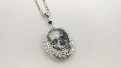 Collar Relicario Encapsulado Cráneo Goth Dark Gotico 