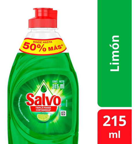 Jabón Líquido Lavatrastes Salvo Limón Mini Botella 215ml