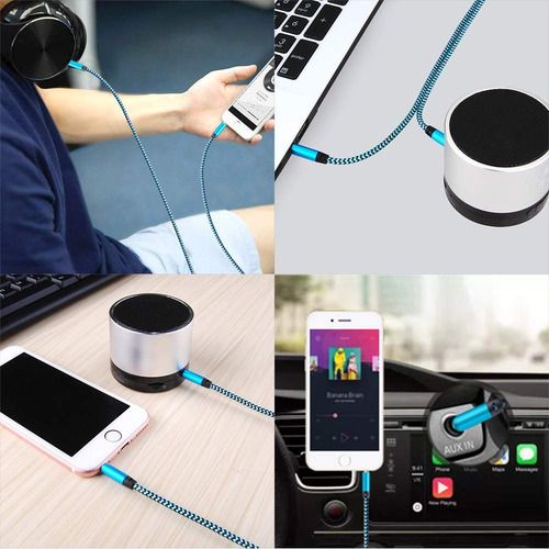 Imagen 6 de 10 de Cable Auxiliar Audio Reforzado 1 Metro Auto Calidad Gtia Ax
