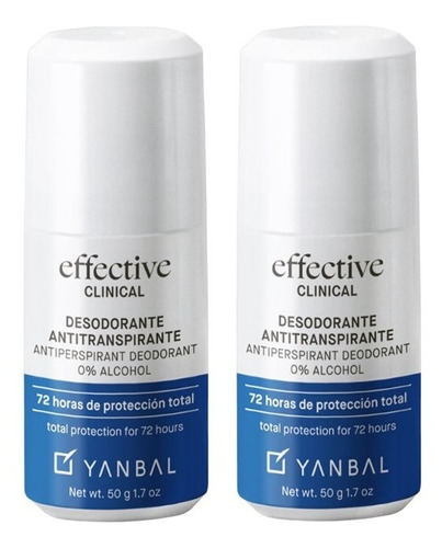 2 Desodorantes Roll On Clinical Effective 72 Horas Yanbal