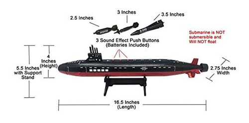 Juguete Submarino Negro Marino De 16.5 Pulgadas Con Efectos