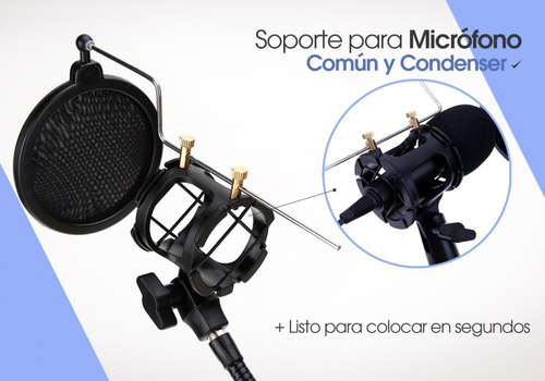 Soporte Microfono Brazo Con Base Y Filtro Pop Celular Ganso