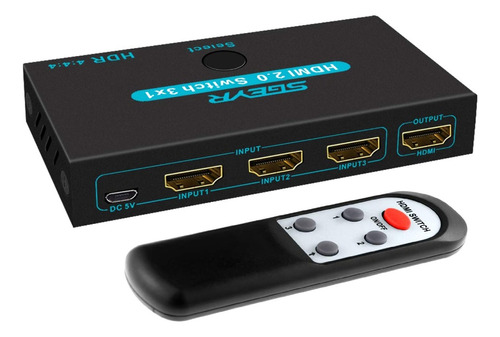 Switch Splitter Hdmi 2.0 3puertos 4k Conmutador 3en1 Ultrahd