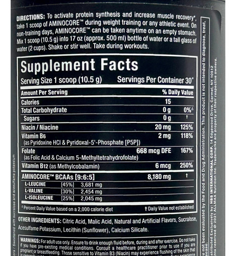 Bcaa Aminocore 30 Servicios Ponche De Frutas Allmax