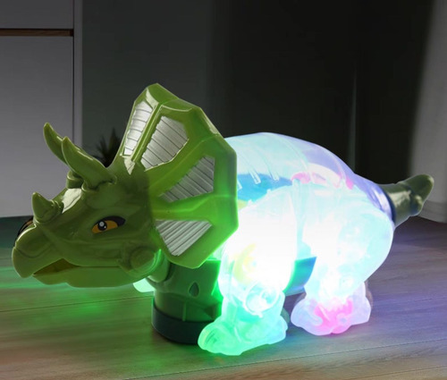 Dinosaurio Robot Engranes Triceratops Camina Luz Y Sonido
