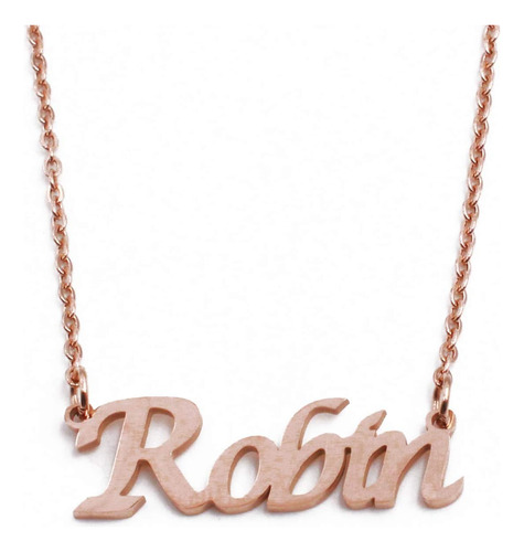 Kigu Robin Collar Con Nombre Chapado En Oro Rosa De 18 Quila