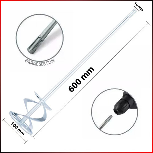 Misturador Argamassa Encaixe Sds Plus 100x600mm Mtx 848839
