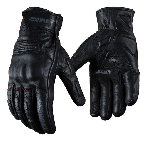 Guantes Para Moto Armad Gear Leon Cuero Panel Touch Manga Me