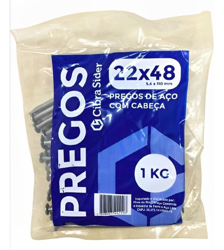 Prego Em Aço Polido 12x12 1.80x27.60mm Com Cabeça Cibra 1kg 