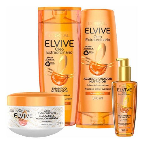 Pack Elvive Óleo Nutrición: Sh+aco 370ml + Crema Trat + Óleo