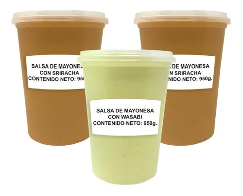 Imagen 1 de 1 de Paquete Mayonesas 2 Sriracha Y 1 Wasabi 950g C/u Satoru