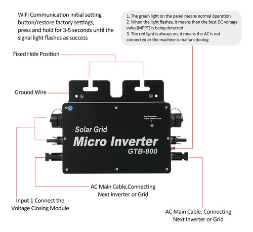 * Inversor Inversor 800w Tie 120v Wifi Solar A Inversor