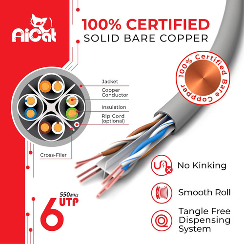 Cable Ethernet Aicat Cat6 Direct Burial Para Exteriores, ...