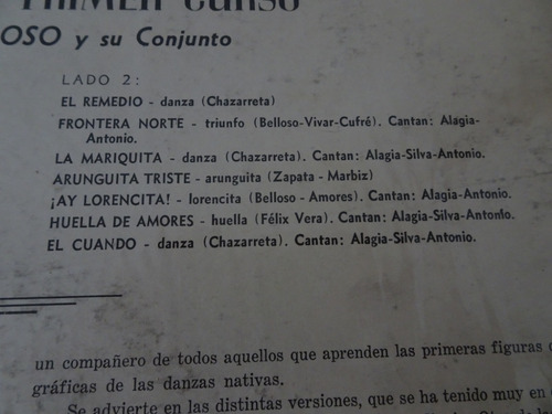 Waldo Belloso - Danzas Del 1° Curso - Vinilo Folklore (Usado)