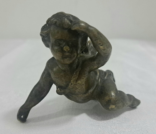 Antiguo Querubin Angelito De Bronce En Miniatura B25