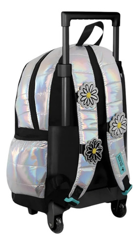 Mochila Carro Escolar 18 Ruedas Siliconadas Reforzada Puffe Gris Liso