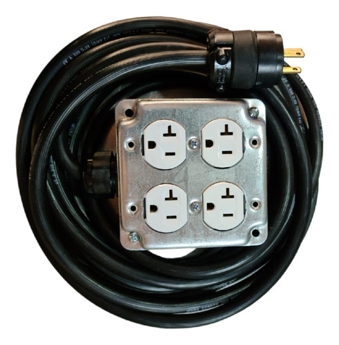 Extensión Uso Rudo De 3x8 De 1.5 Metros 4 Contactos 20 Amp