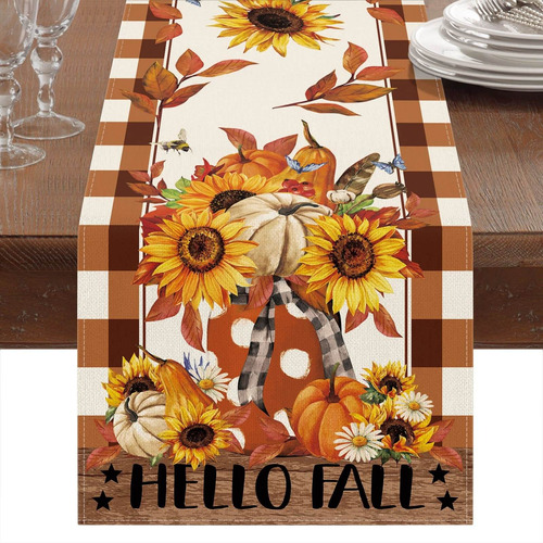 Cmegke Camino Mesa Otoño Girasol Floral Bufalo Para Comedor