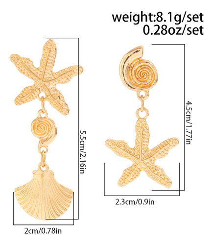 Pendientes Colgantes Asimétricos Simples Con Forma De Estrel