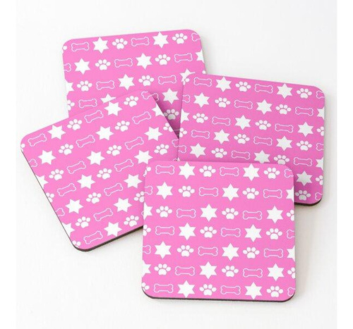 Set Posavasos Diseño De Perro Judío Rosa 2 Calidad Premium