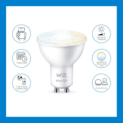 Imagen 3 de 8 de Foco Inteligente Led Wifi Wiz Cálido/frío 4.9w Gu10