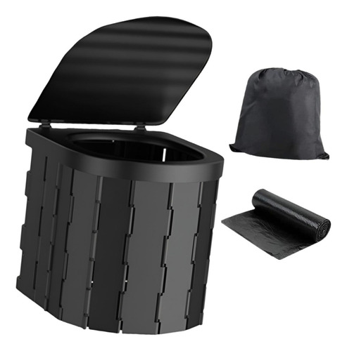 Inodoro Portátil Con Tapa, Inodoro Plegable Para Negro