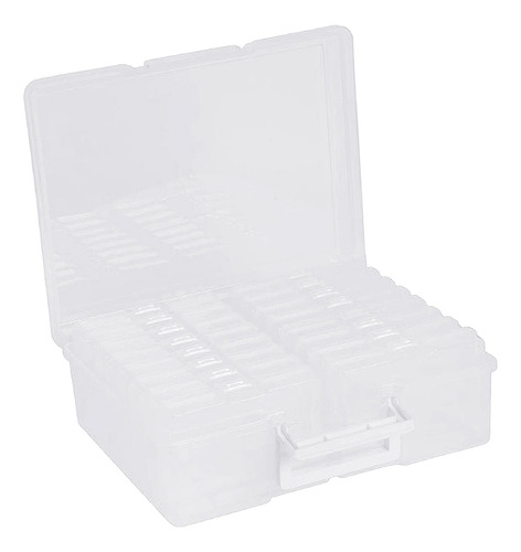 Portable Clear Photo Storage Box Stamps Cards Sort White