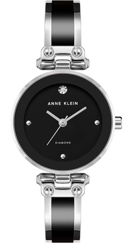 Reloj Mujer Anne Klein Diamante Genuino 34 Mm Ak/1981bksv