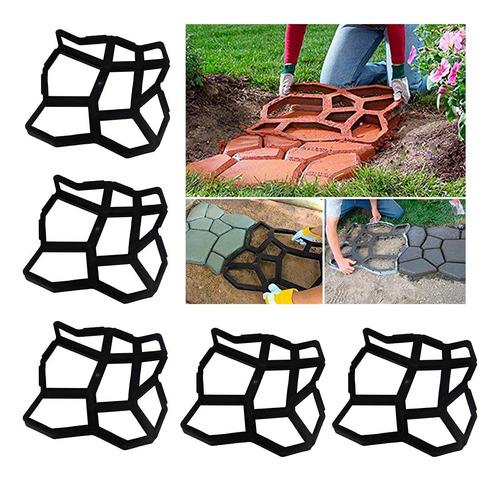 5 Piezas Molde Concreto Estampado Molde Jardin Piedra Patio