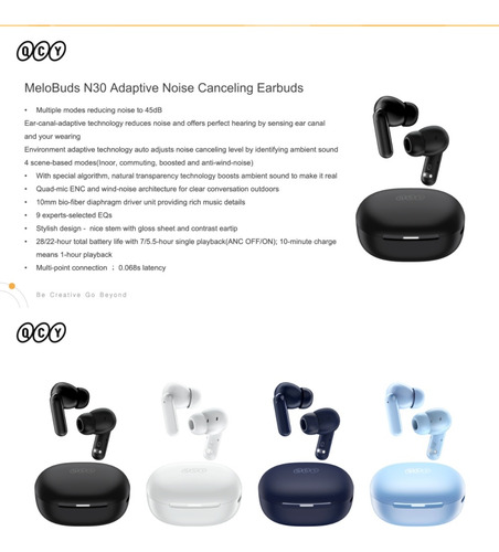 Auriculares Intraurales Qcy Melobuds N30 Smart Anc True Inal