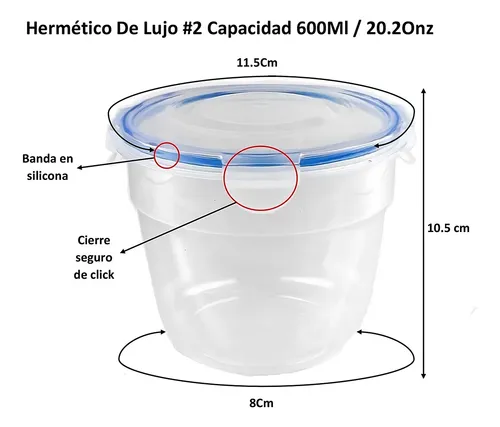 Taper X 3 Hermetico Redondo Persal #2 Estilo Y Funcionalidad