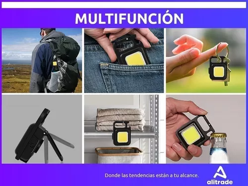 Set X2 Linterna Led Recargable Usb Imán Llavero Destapador