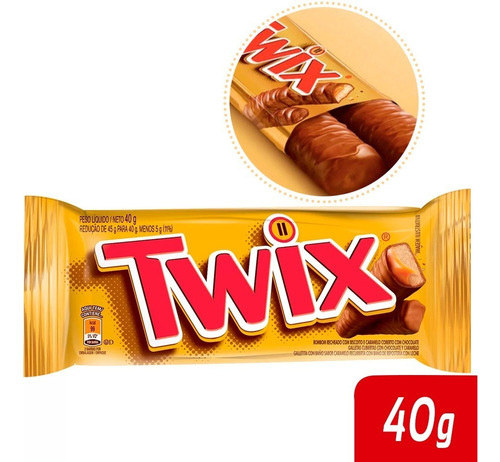 Twix Chocolate Biscoito Caramelo Pacote 40g 7896423470994