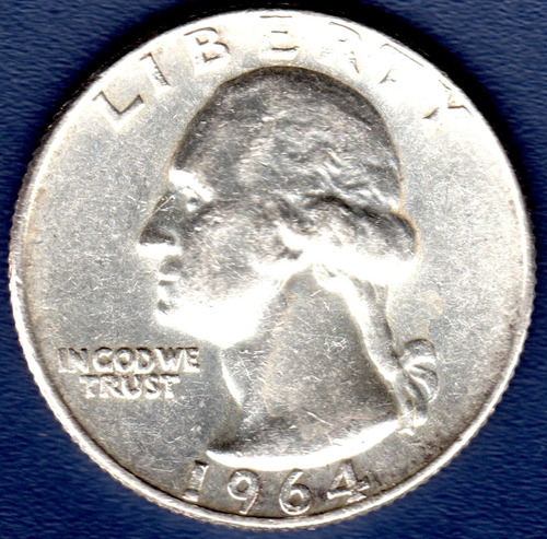 1/4 Dollar 1964 Moneda Plata 900 Estados Unidos Quarter