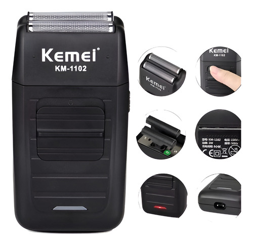 Kit Kemei 9163 Acabamento + Km 1102 Shaver Cor Prata