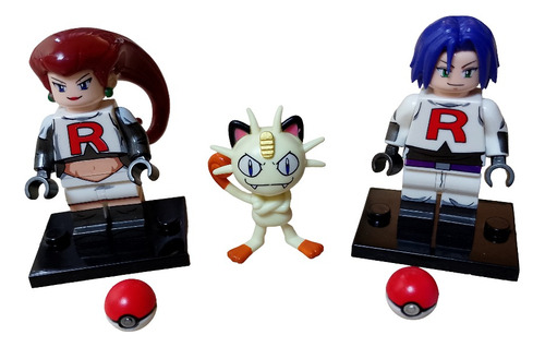 Minifiguras Lego Pokemon Jessie, James & Meowth 