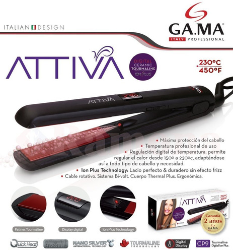 Planchita De Pelo Gama Attiva Digital Ceramic Tourmaline Ion Mercado Libre