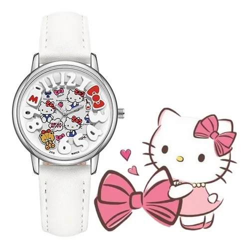 Hello Kitty Relojes Niña Analógico Electrónico Reloj De Cuarzo Kawaii Kt  Gato Pulsera Mujer Moda Lindo Regalos