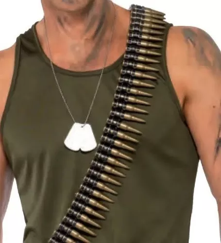 Combo Disfraz Soldado Militar Rambo Casco Cinturon Chapa