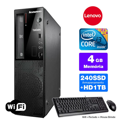 Imagem 1 de 5 de Lenovo Thinkcentre Int Completo I3 4g 4gb Ssd240+1tb Brinde