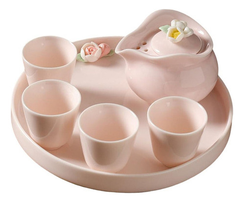 Juego De Té Rosa Para Mujer Con Decoración Floral