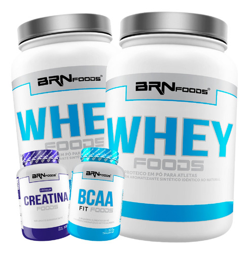 Kit Suplementos 2x Whey Protein + Bcaa + Creatina - Brn Food