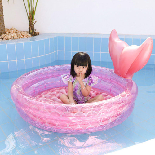 Bañera De Juego De Sirena Rosa Piscina Inflable Los 90cm