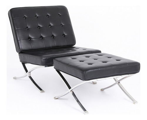 Sillon Barcelona 1 Cuerpo + Apoyapiés Otomano Negro