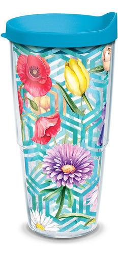 Vaso Aislante Panal Miel Tapa Turquesa 61 Ml Transparente