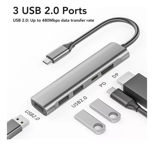 Hub Usb C Adaptador Usb C Para Displayport Tipo C Para Displ