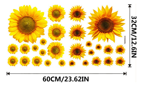 Pegatinas De Pared Autoadhesivas Con Diseño De Girasol, Dise