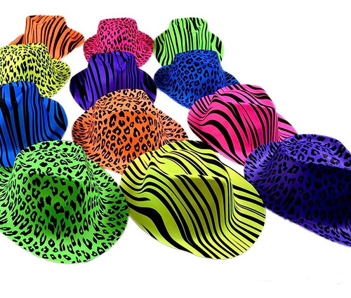 Novelty Place Neon Print Hats 12 24 Pcs Uv Blacklight Glow S